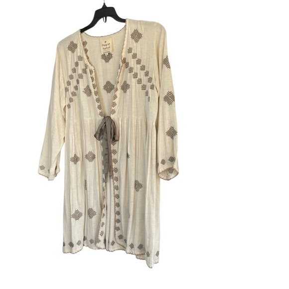 Meena Mehal Linen Embroidered kimono cardigan Size M - Picture 2 of 11
